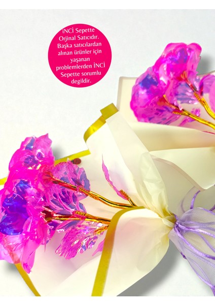 Sonsuzluk Gülü Buketi Hediye Paketli Notlu Özel Set Hologrofik Gül Hediye Paketi, Not Yazılabilir indirimleri