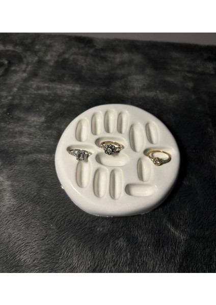 Yüzük Stand Takı Tabak Dekoratif Beyaz Vernikli fiyatları