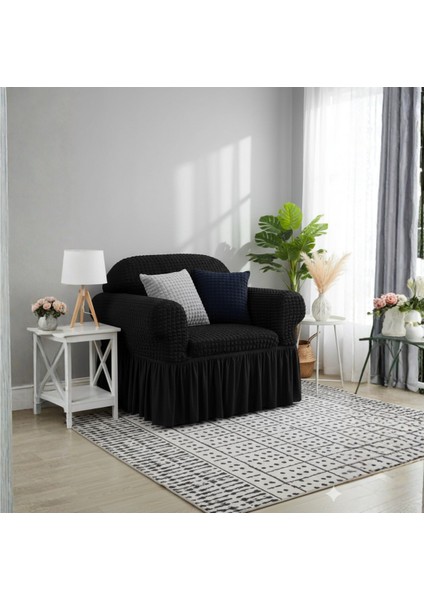 Bürümcük Tek Kişilik Koltuk Kılıfı, Berjer Örtüsü, Lastikli, Esnek, Etekli (1 Adet)