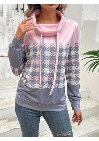 Cottonlab Kadın Uzun Kollu Balıkçı Yaka Bağcıklı Desenli Şardonlu Dalgıç Bluz fiyatları