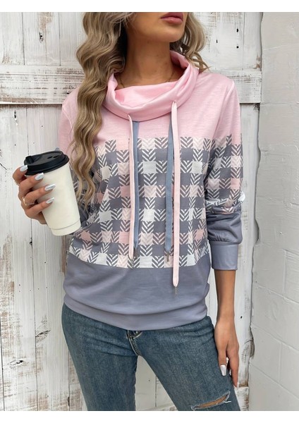 Cottonlab Kadın Uzun Kollu Balıkçı Yaka Bağcıklı Desenli Şardonlu Dalgıç Bluz modelleri