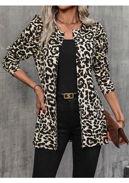 Cottonlab Kadın Uzun Kollu Alın Omuz Önü Açık Şardonlu Dalgıç Ceket