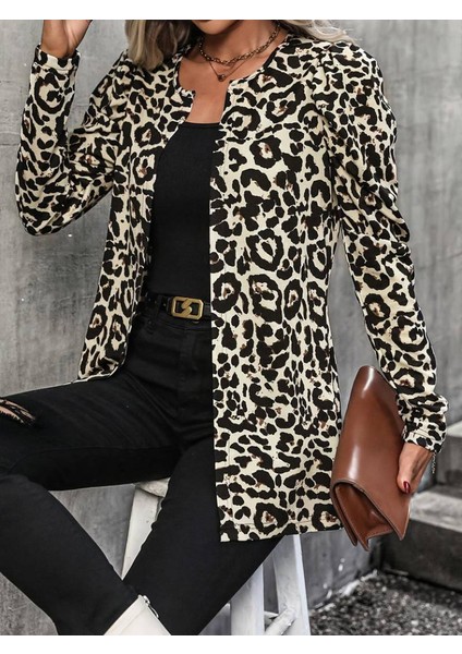 Cottonlab Kadın Uzun Kollu Alın Omuz Önü Açık Şardonlu Dalgıç Ceket