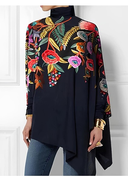 Cottonlab Kadın Uzun Kollu Balıkçı Yaka Asimetrik Kesim Mikro Bluz modelleri