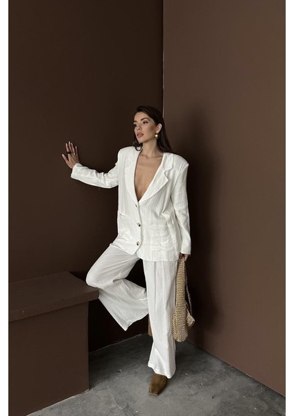 Cottonlab Beyaz Oversize Müslin Takım modelleri