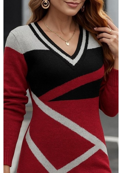 Cottonlab Kadın Uzun Kollu V Yakalı Kısa Triko Elbise fiyatları