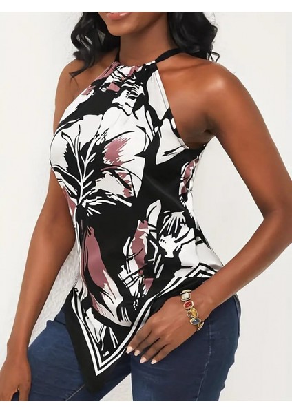 Cottonlab Kadın Üçgen Kesim Boyundan Bağlamalı Çiçek Desen Süprem Bluz fiyatları