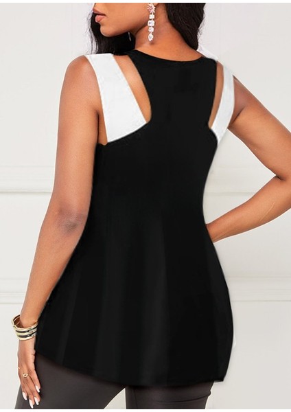 Cottonlab Kadın Askılı Boyundan Çapraz Halter Yakalı Çift Renkli Viskon Bluz modelleri