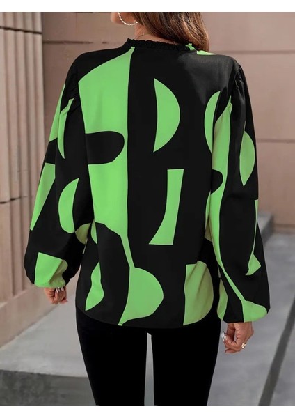 Cottonlab Kadın Uzun Kollu V Yakalı Desenli Modal Bluz fırsatları