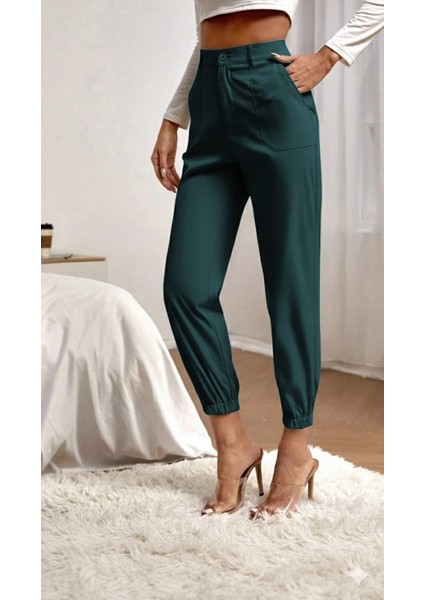 Cottonlab Kadın Yüksek Bel Cepli Paçası Lastikli Ithal Krep Pantolon fiyatları