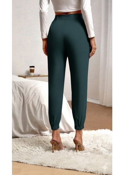 Cottonlab Kadın Yüksek Bel Cepli Paçası Lastikli Ithal Krep Pantolon modelleri