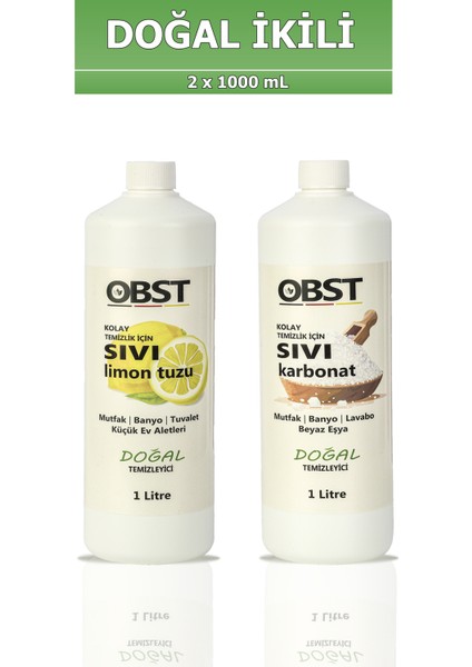 Kolay Temizlik Için Sıvı Limon Tuzu 1 Litre Sıvı Karbonat 1 Litre Mutfak Banyo Tuvalet Doğal Temizlik