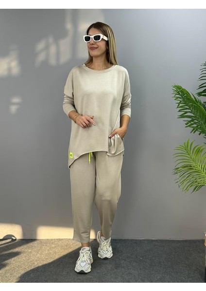 Cottonlab Kadın Iki Iplik Viskon Pamuk Kumaş Arma Detaylı Ikili Takım