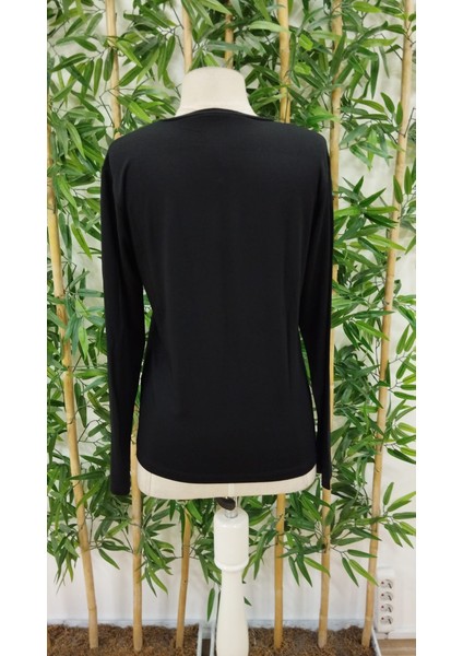 Cottonlab Kadın Uzun Kollu Bisiklet Yakabe Youdesenli Viskon Bluz