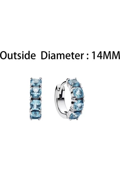 Gümüş Açık Mavi Halka Küpeler