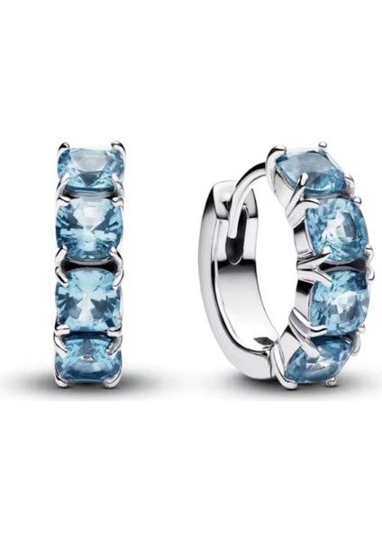 Gümüş Açık Mavi Halka Küpeler fiyatları