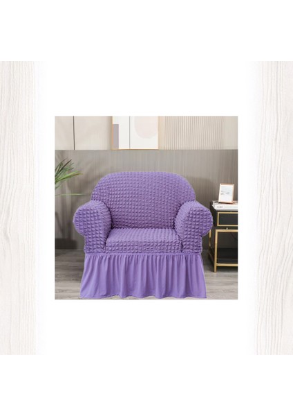 Bürümcük Tek Kişilik Koltuk Kılıfı, Berjer Örtüsü, Lastikli, Esnek, Etekli (1 Adet)