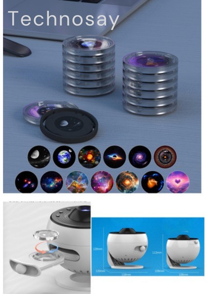 Galaksi Projektör 13 Film Disk Hd Gerçekçi Yıldızlı Galaksi Gökyüzü Masa ve Gece Lambası