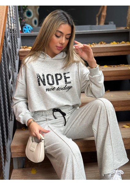 Cottonlab Kadın Uzun Kollu Nope Baskılı Beli Ribanalı Ikili Takım