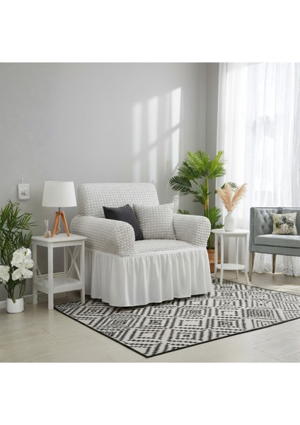 Bürümcük Tek Kişilik Koltuk Kılıfı, Berjer Örtüsü, Lastikli, Esnek, Etekli (1 Adet)