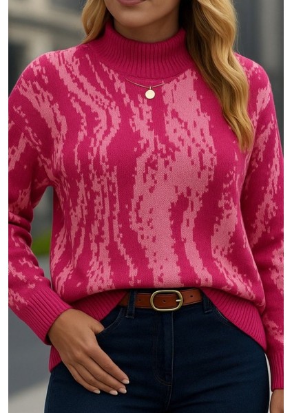 Cottonlab Kadın Uzun Kollu Balıkçı Yaka Çok Renkli Triko Bluz fiyatları