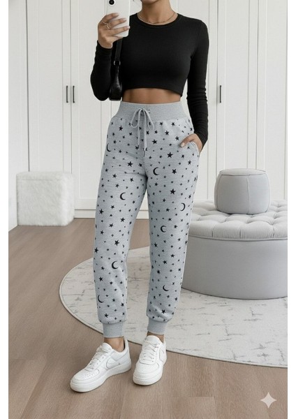 Cottonlab Kadın Yüksek Bel Bağcıklı Desenli Iki Iplik Pantolon modelleri