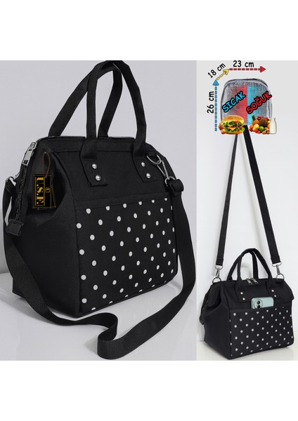 Beslenme Çantası Isı Yalıtımlı Termal Termoslu Sıcak Soğuk Yemek, Mama, Gıda Askılı Taşıma Çantası