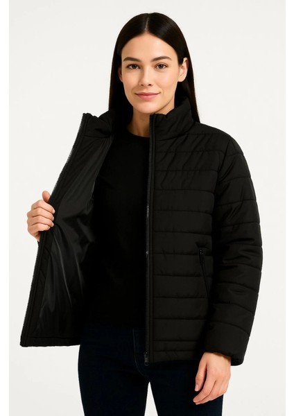 Cottonlab Bomber Mont Ceket – Su Itici Kumaş, Kapitone Astarlı, Fermuarlı, Kışlık - Siyah