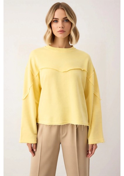 Kadın Bisiklet Yaka Düşük Kol Uzun Kollu Relaxed Örme Sweatshirt Fonksiyonel Dayanıklı Şık modelleri