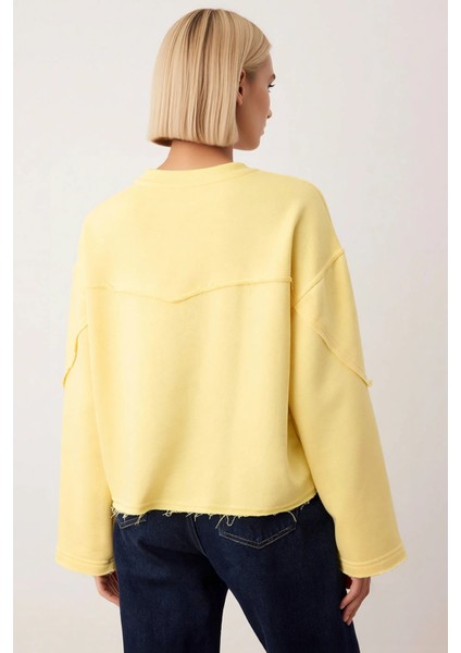 Kadın Bisiklet Yaka Düşük Kol Uzun Kollu Relaxed Örme Sweatshirt Fonksiyonel Dayanıklı Şık fırsatları