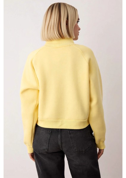 Kadın Dik Yaka Reglan Kol Oversize Kalın Içi Polarlı Örme Sweatshirt Fonksiyonel Dayanıklı fırsatları