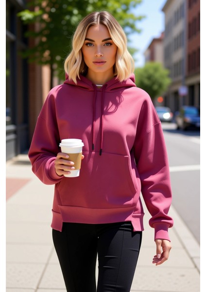 Kadın Kapüşonlu Düşük Kol Uzun Kollu Oversize Örme Sweatshirt Fonksiyonel Dayanıklı Modern fiyatları