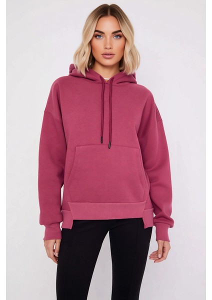 Kadın Kapüşonlu Düşük Kol Uzun Kollu Oversize Örme Sweatshirt Fonksiyonel Dayanıklı Modern modelleri