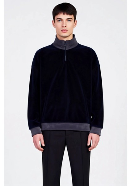 Erkek Dik Yaka Fermuar Detaylı Düşük Kol Polar Sweatshirt Fonksiyonel Dayanıklı Kaliteli Şık modelleri