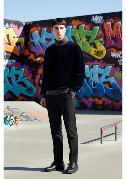 Erkek Dik Yaka Fermuar Detaylı Düşük Kol Polar Sweatshirt Fonksiyonel Dayanıklı Kaliteli Şık indirimleri