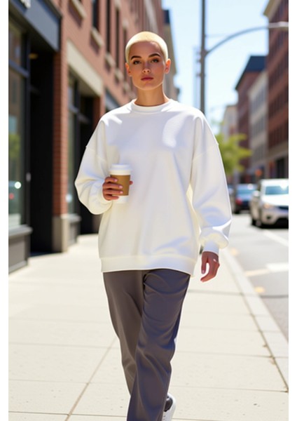 Kadın Bisiklet Yaka Düşük Kol Oversize Kalın Örme Sweatshirt Fonksiyonel Dayanıklı Estetik fiyatları