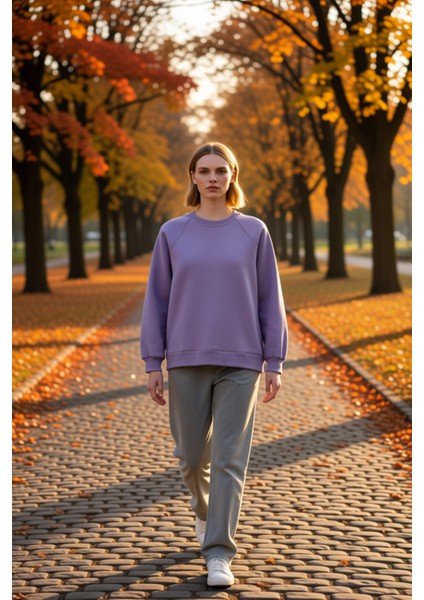 Kadın Bisiklet Yaka Reglan Kol Düz Örme Sweatshirt Fonksiyonel Dayanıklı Kaliteli Konforlu