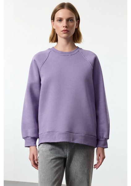 Kadın Bisiklet Yaka Reglan Kol Düz Örme Sweatshirt Fonksiyonel Dayanıklı Kaliteli Konforlu modelleri