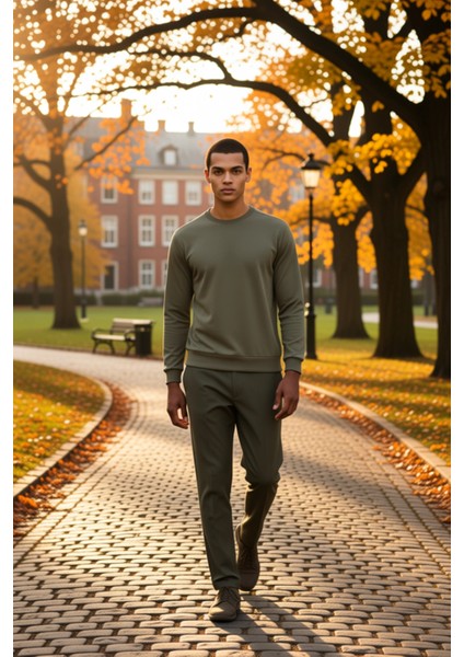 Erkek Bisiklet Yaka Standart Kol Regular Kalıp Sweatshirt Fonksiyonel Dayanıklı Kaliteli Şık