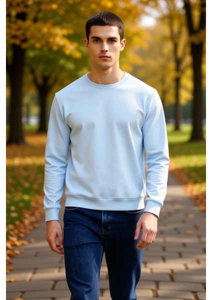 Erkek Bisiklet Yaka Standart Kol Regular Kalıp Sweatshirt Fonksiyonel Dayanıklı Kaliteli Şık