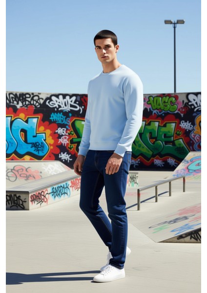 Erkek Bisiklet Yaka Standart Kol Regular Kalıp Sweatshirt Fonksiyonel Dayanıklı Kaliteli Şık indirimleri