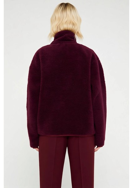 Kadın Dik Yaka Düşük Kol Tam Fermuarlı Peluş Sweatshirt Fonksiyonel Dayanıklı Kaliteli Şık fırsatları