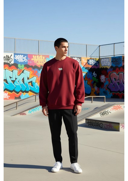Erkek Bisiklet Yaka Standart Kol Oversize Fit Sweatshirt Fonksiyonel Dayanıklı Kaliteli Şık indirimleri