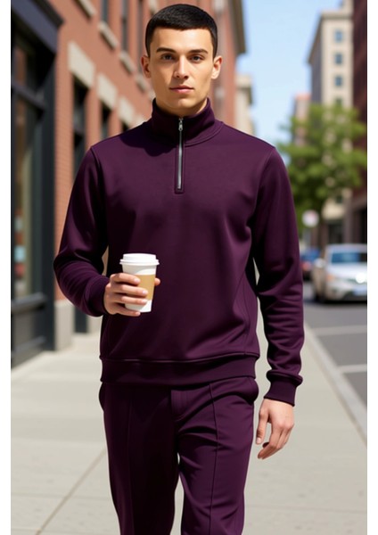 Erkek Dik Yaka Fermuarlı Standart Kol Regular Kalıp Sweatshirt Fonksiyonel Dayanıklı Rahat fiyatları