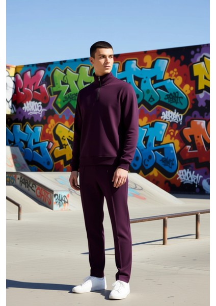 Erkek Dik Yaka Fermuarlı Standart Kol Regular Kalıp Sweatshirt Fonksiyonel Dayanıklı Rahat fırsatları