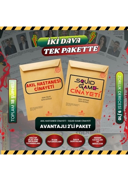 2 Dava Dosyası Dedektif Oyunu | Cinayet Çözme Suçluyu Bulma Oyunu | Dava Çözme Oyunu | Dedektiflik Oyunu | Akıl Hastanesi - Squıd Game Cinayeti modelleri