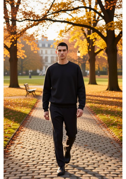 Erkek Bisiklet Yaka Standart Kol Regular Kalıp Sweatshirt Fonksiyonel Dayanıklı Kaliteli Şık