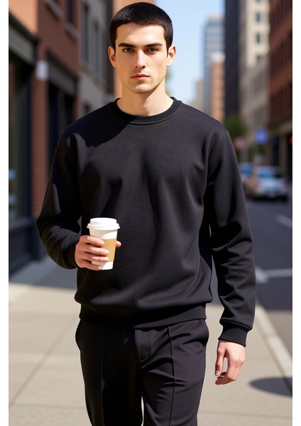 Erkek Bisiklet Yaka Standart Kol Regular Kalıp Sweatshirt Fonksiyonel Dayanıklı Kaliteli Şık fiyatları