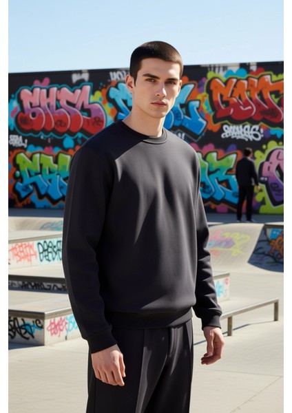 Erkek Bisiklet Yaka Standart Kol Regular Kalıp Sweatshirt Fonksiyonel Dayanıklı Kaliteli Şık indirimleri