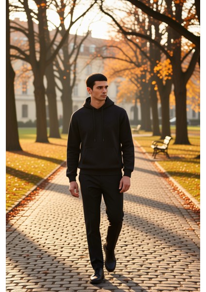 Erkek Kapüşonlu Standart Kol Regular Kalıp Sweatshirt Fonksiyonel Dayanıklı Kaliteli Rahat